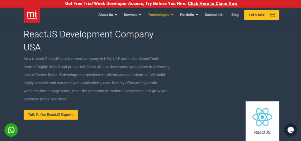 React JS web development